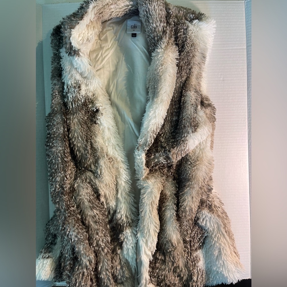 Brown /white faux fur cabi vest